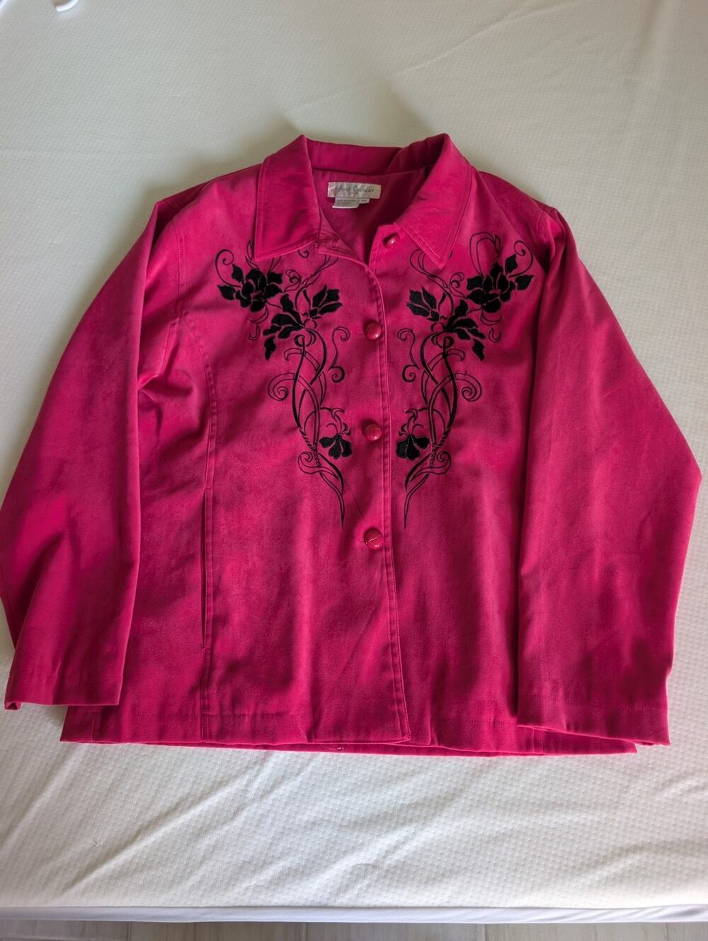 Vintage 80's 90's Great Cavalier Jacket Medium Pink Floral Embroidered,Whimsy